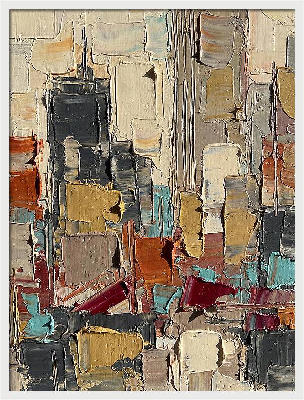 Rooftop Cityscape In Palette Knife