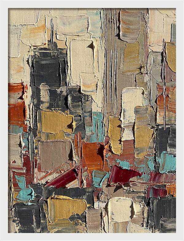 Rooftop Cityscape In Palette Knife