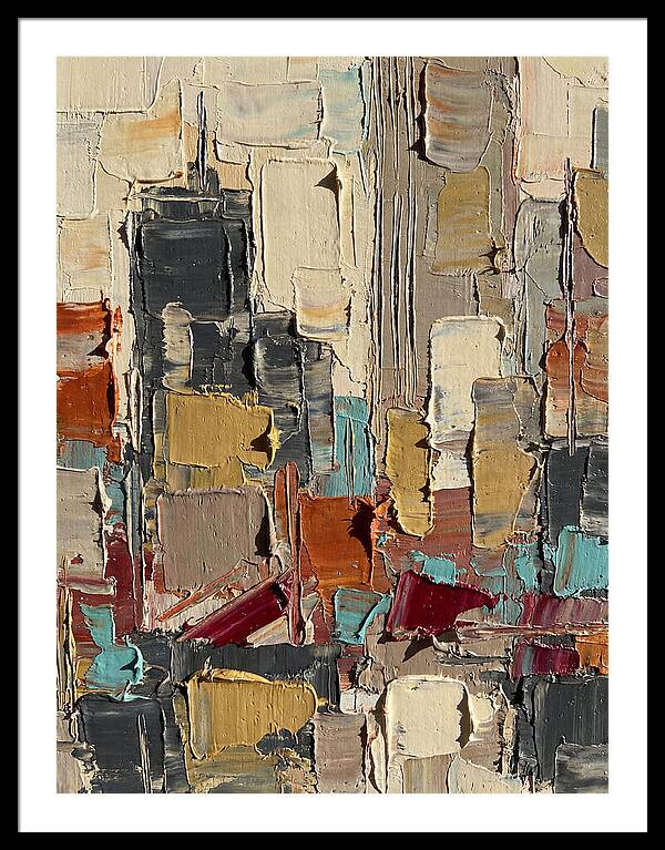 Rooftop Cityscape In Palette Knife
