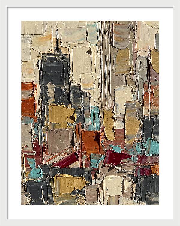 Rooftop Cityscape In Palette Knife
