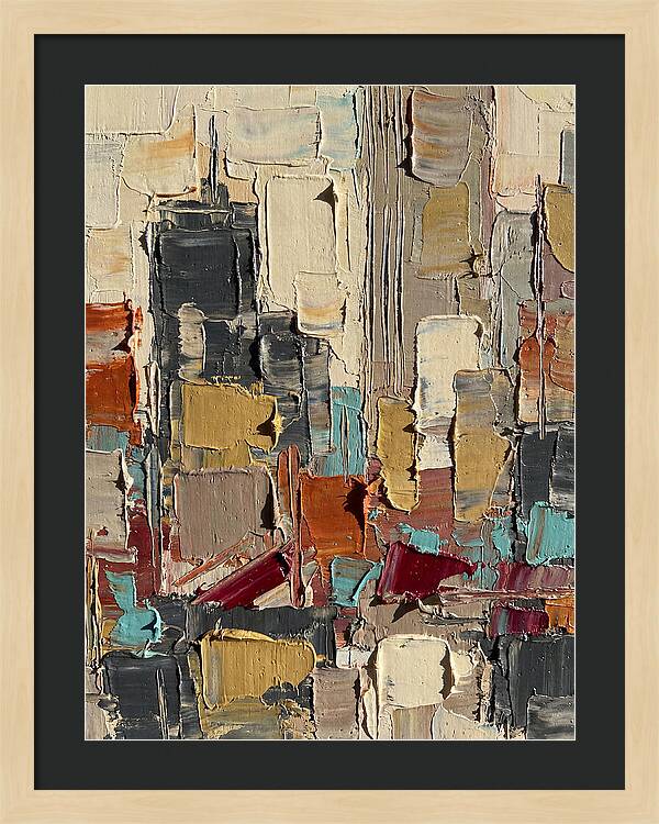 Rooftop Cityscape In Palette Knife