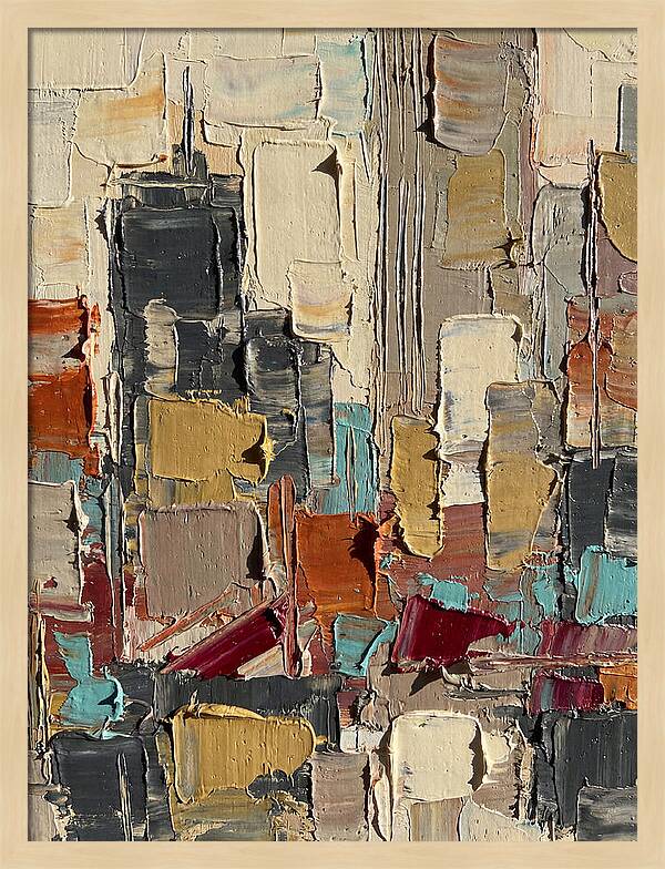 Rooftop Cityscape In Palette Knife