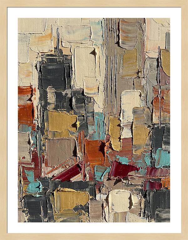 Rooftop Cityscape In Palette Knife
