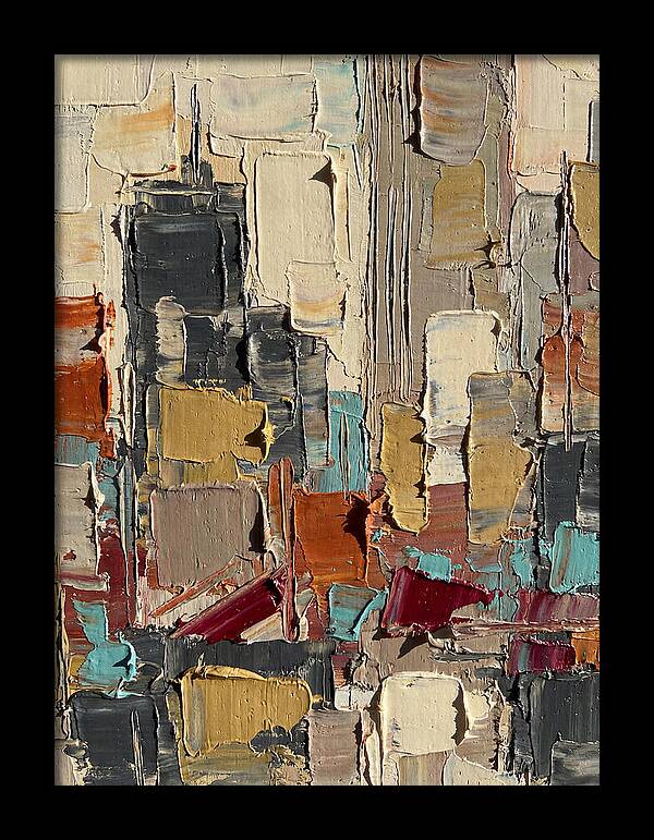 Rooftop Cityscape In Palette Knife