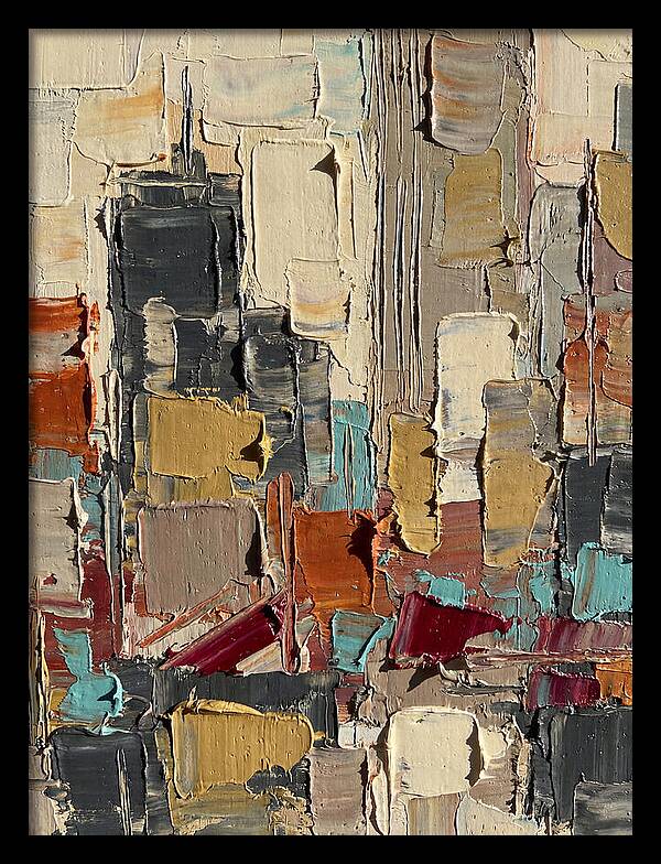 Rooftop Cityscape In Palette Knife