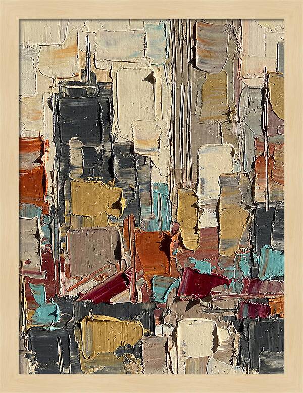 Rooftop Cityscape In Palette Knife