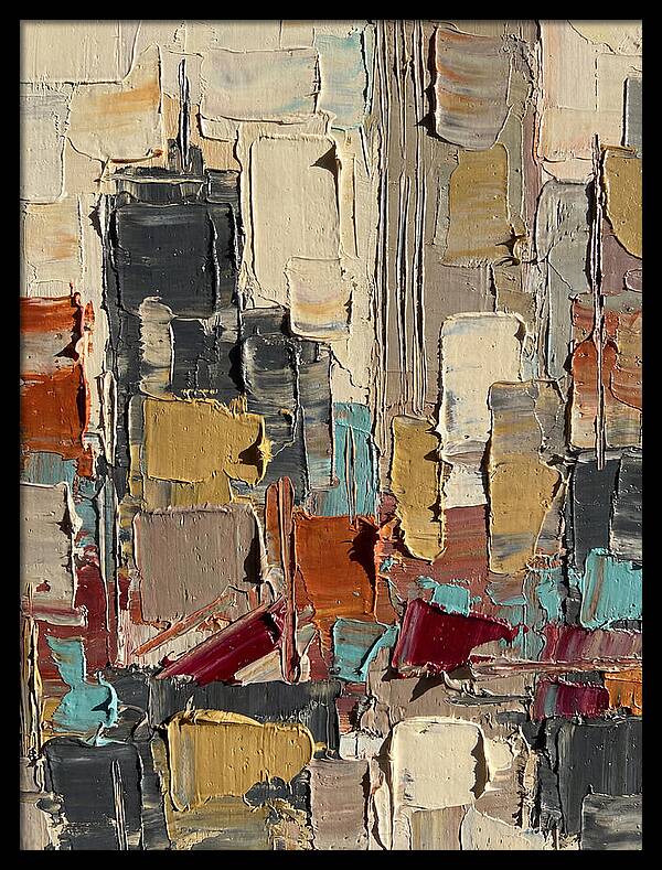 Rooftop Cityscape In Palette Knife