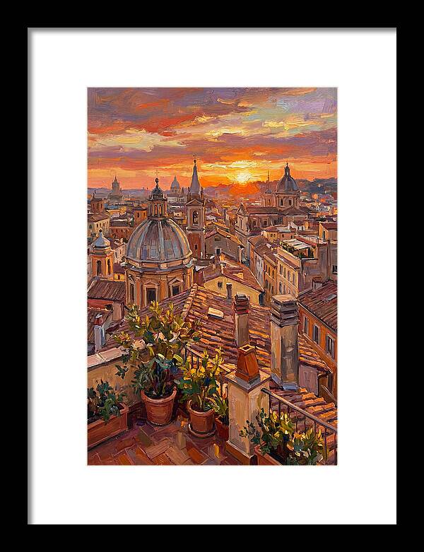 Rooftop Sunset Over Rome