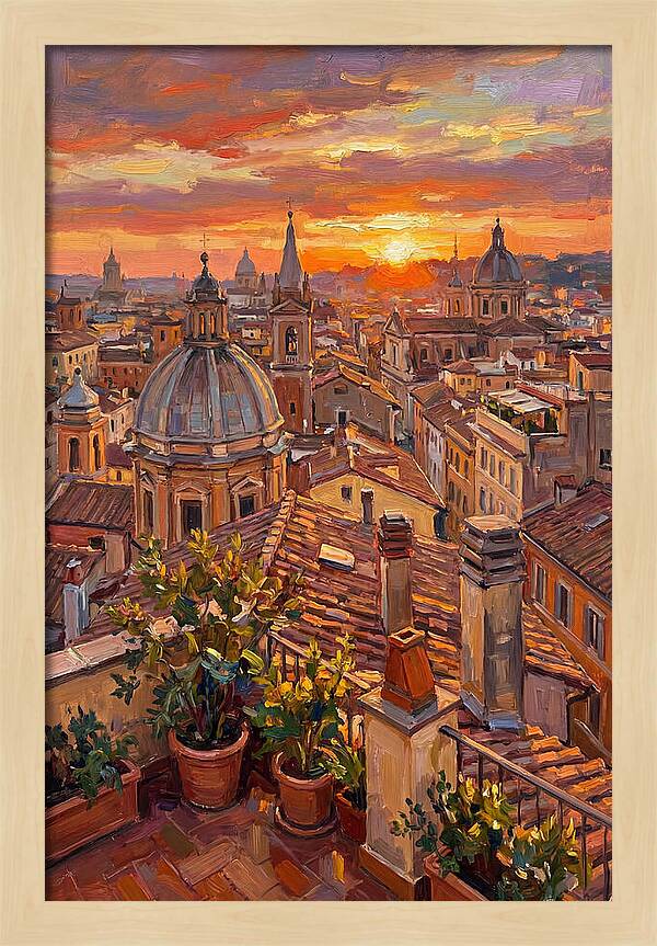 Rooftop Sunset Over Rome