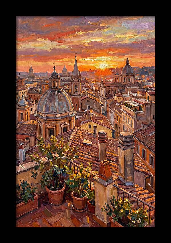 Rooftop Sunset Over Rome