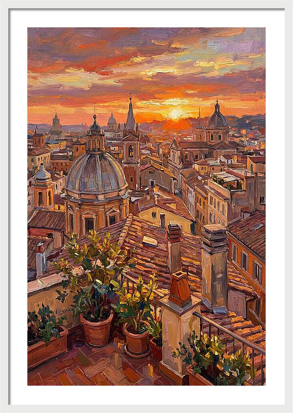 Rooftop Sunset Over Rome
