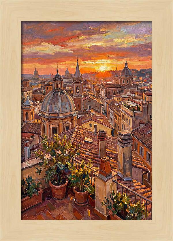 Rooftop Sunset Over Rome