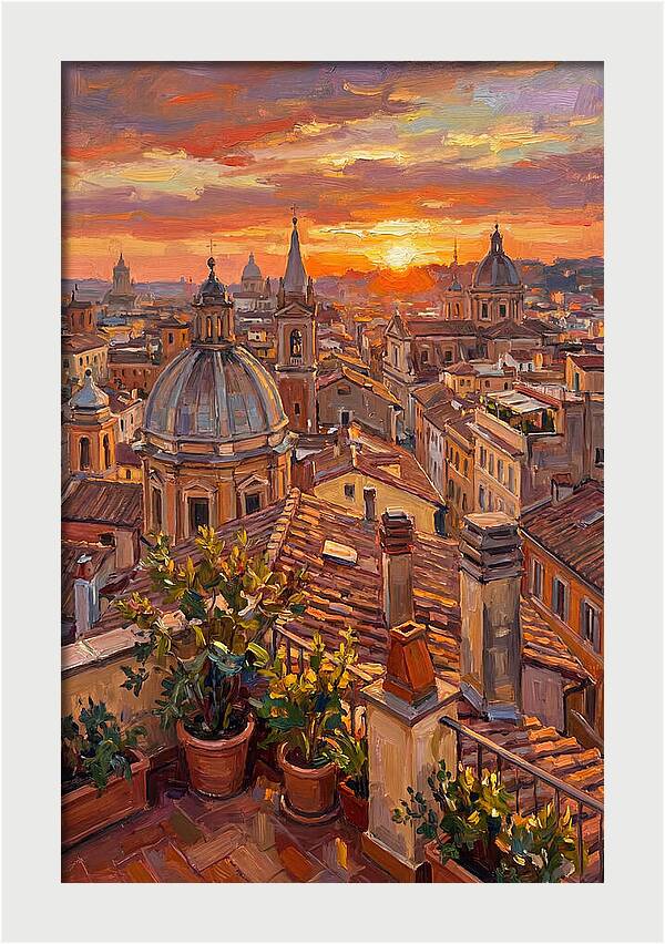 Rooftop Sunset Over Rome