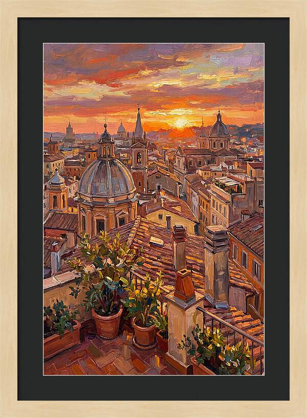Rooftop Sunset Over Rome