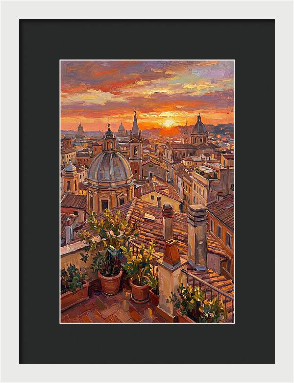 Rooftop Sunset Over Rome