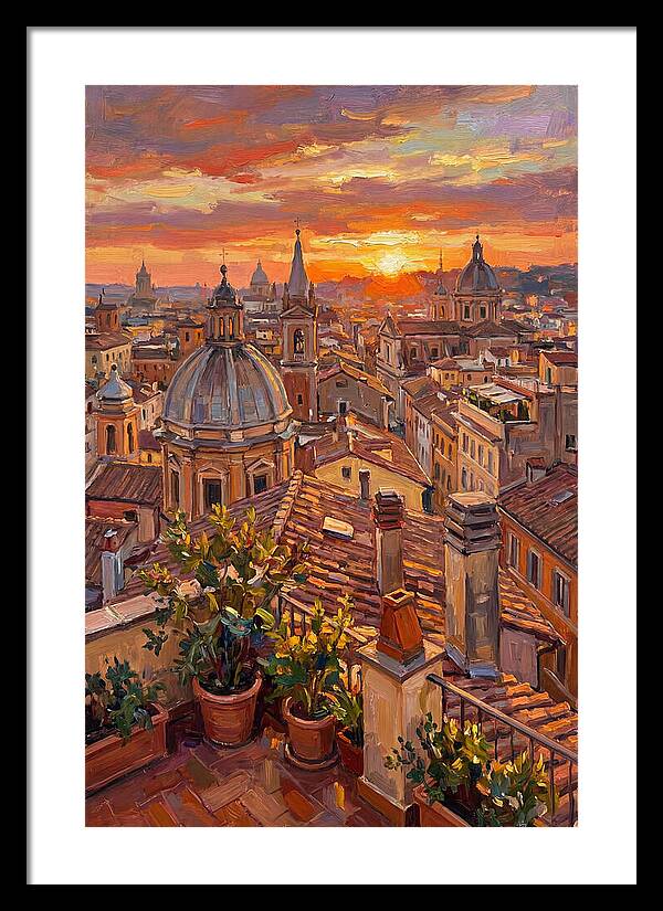 Rooftop Sunset Over Rome