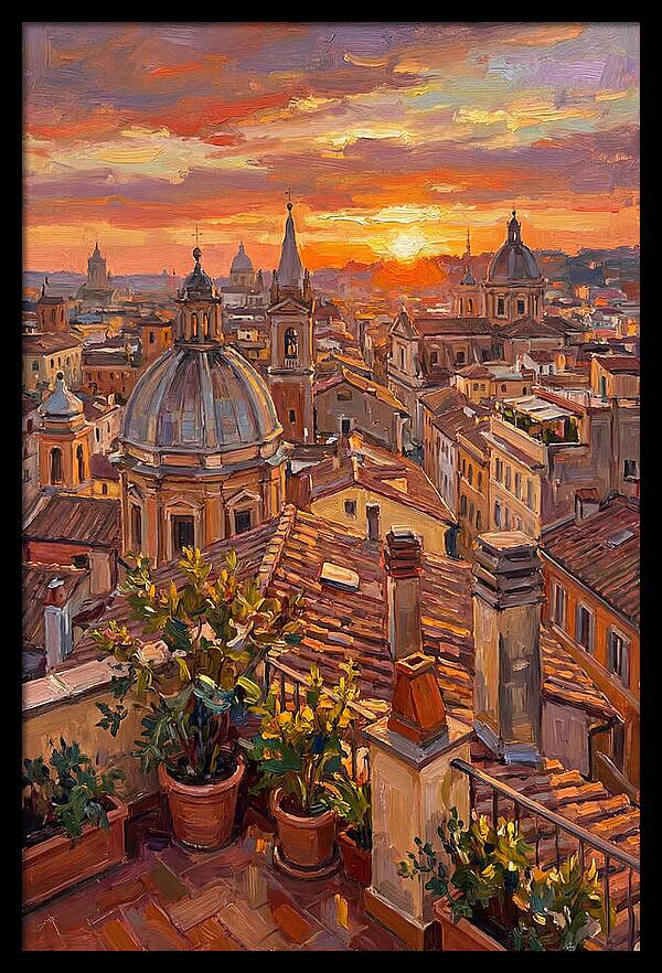Rooftop Sunset Over Rome