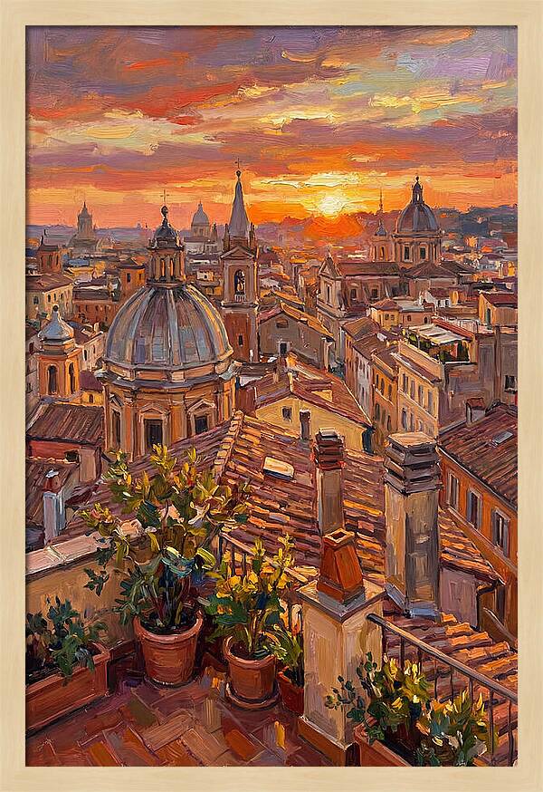 Rooftop Sunset Over Rome