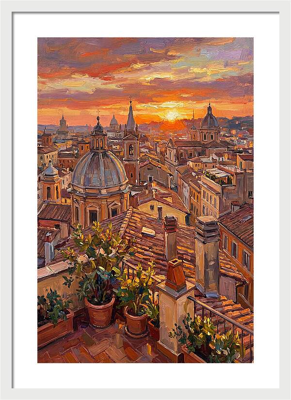 Rooftop Sunset Over Rome