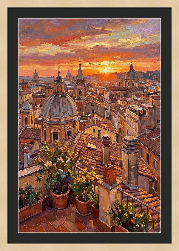 Rooftop Sunset Over Rome