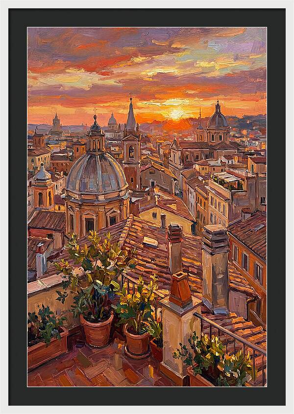 Rooftop Sunset Over Rome