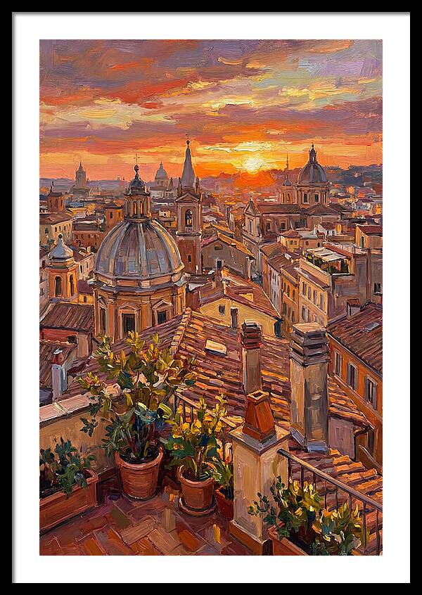 Rooftop Sunset Over Rome