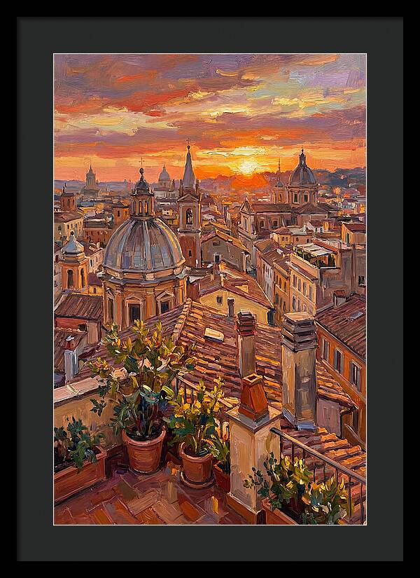Rooftop Sunset Over Rome