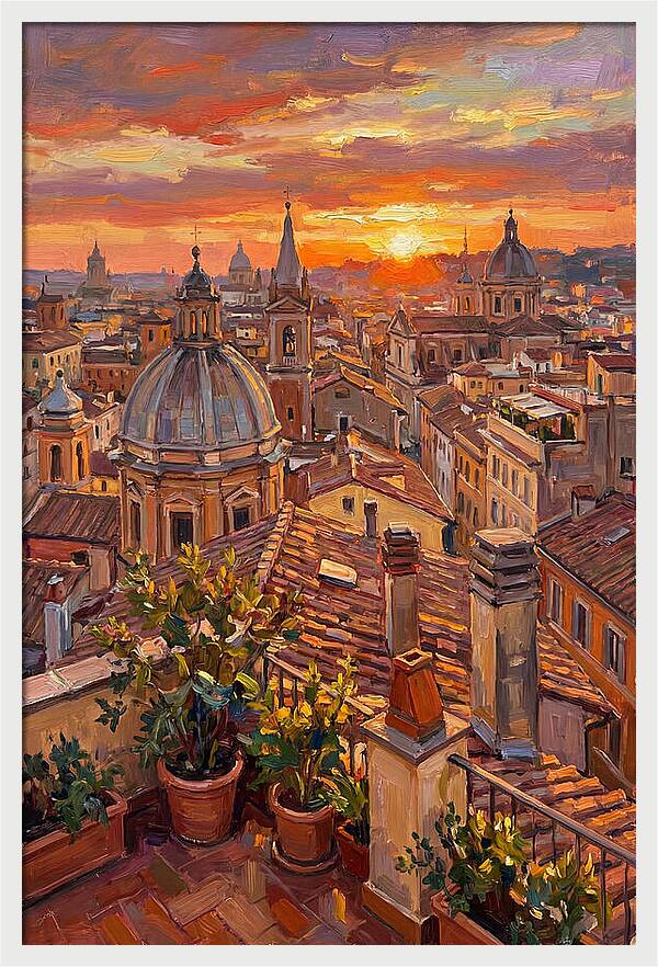 Rooftop Sunset Over Rome