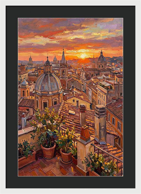 Rooftop Sunset Over Rome
