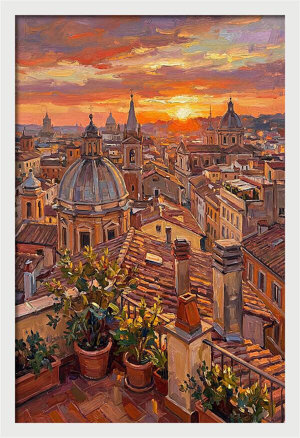 Rooftop Sunset Over Rome