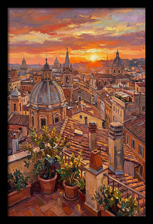 Rooftop Sunset Over Rome