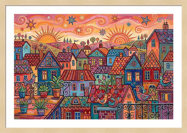 Rooftop View Of A Colorful Village