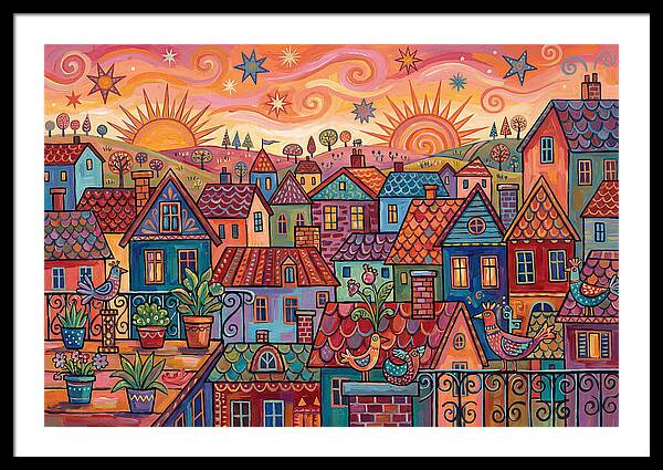 Rooftop View Of A Colorful Village