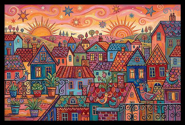 Rooftop View Of A Colorful Village