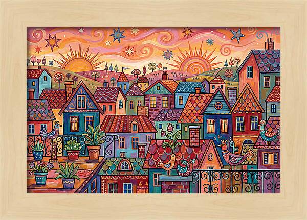Rooftop View Of A Colorful Village