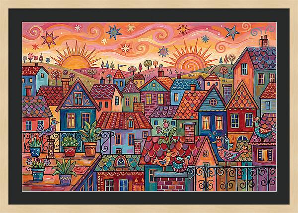 Rooftop View Of A Colorful Village