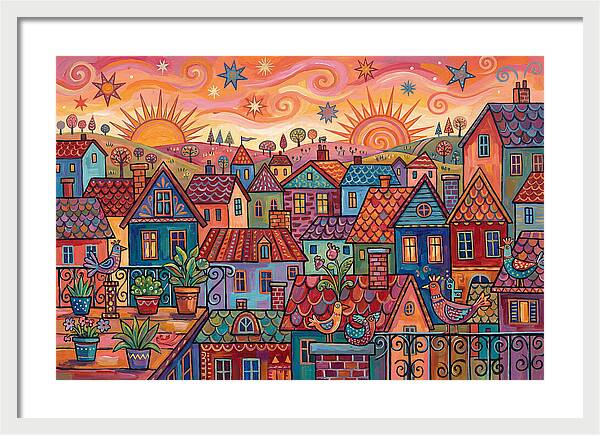 Rooftop View Of A Colorful Village