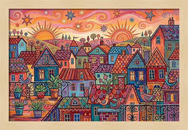 Rooftop View Of A Colorful Village