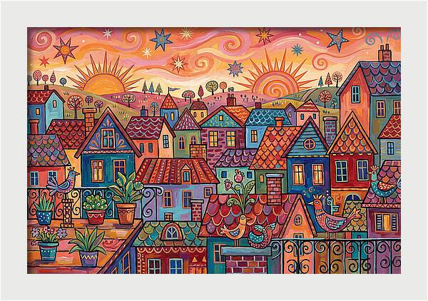 Rooftop View Of A Colorful Village