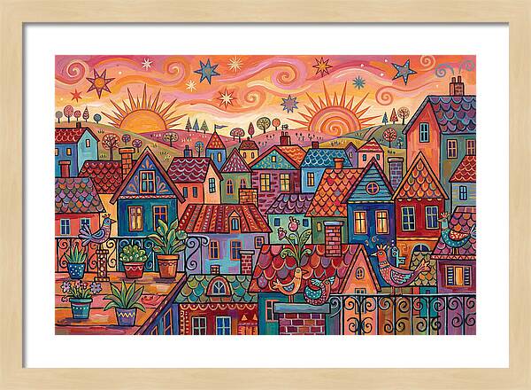 Rooftop View Of A Colorful Village
