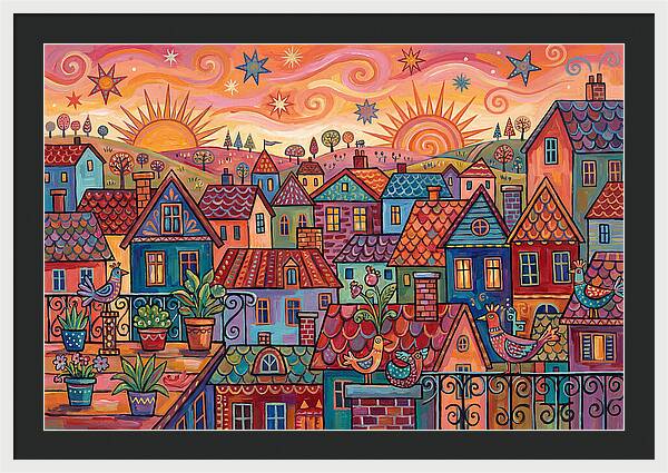 Rooftop View Of A Colorful Village