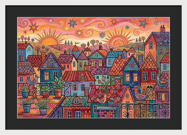 Rooftop View Of A Colorful Village