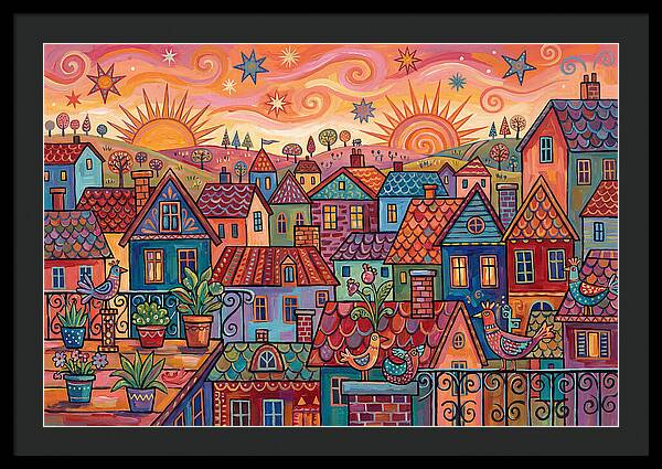 Rooftop View Of A Colorful Village
