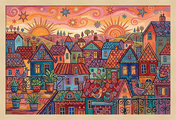 Rooftop View Of A Colorful Village