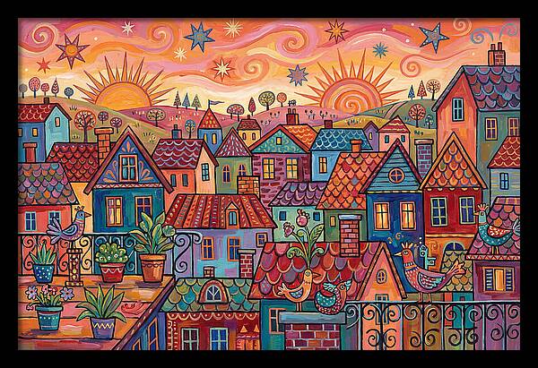 Rooftop View Of A Colorful Village