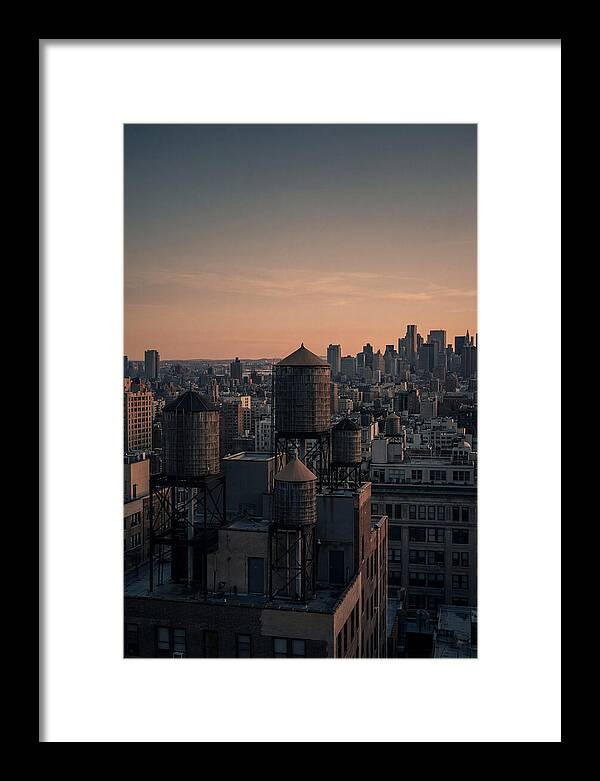 Rooftop Water Towers At Dusk
