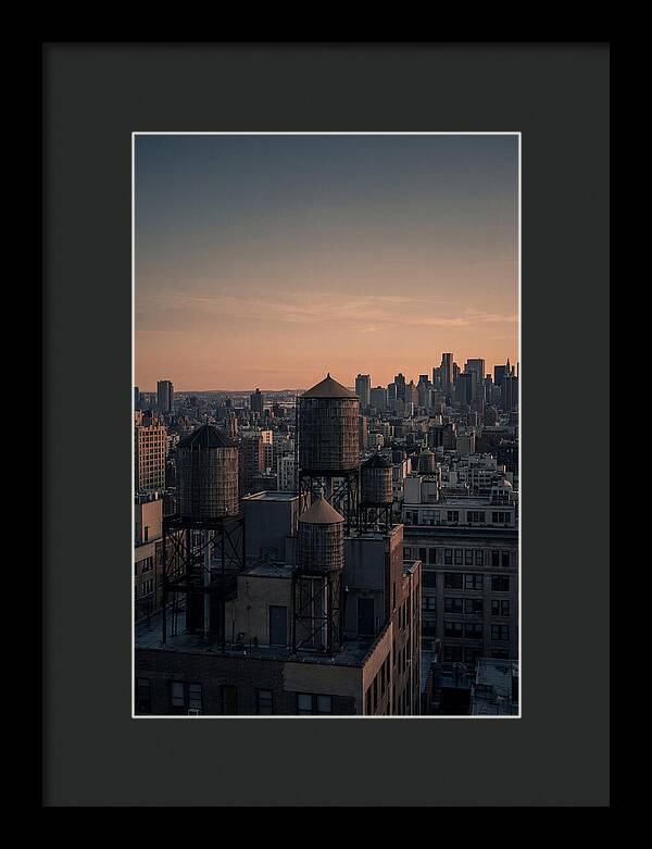 Rooftop Water Towers At Dusk
