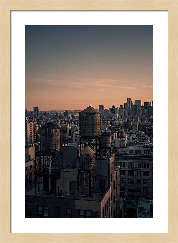 Rooftop Water Towers At Dusk