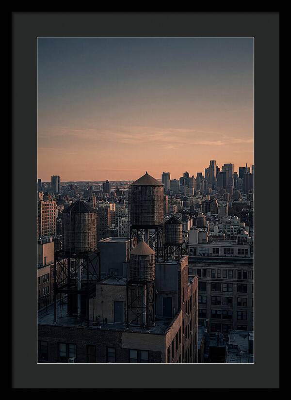 Rooftop Water Towers At Dusk