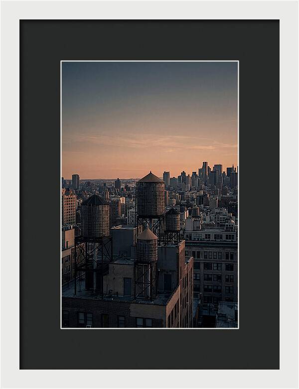 Rooftop Water Towers At Dusk